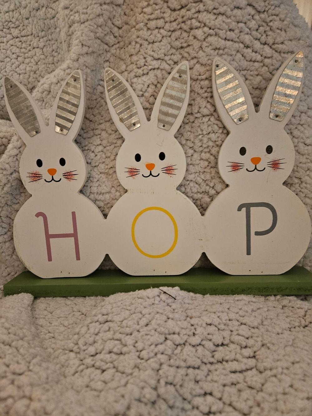 Easter At Home 3 Bunnies Sign HOP